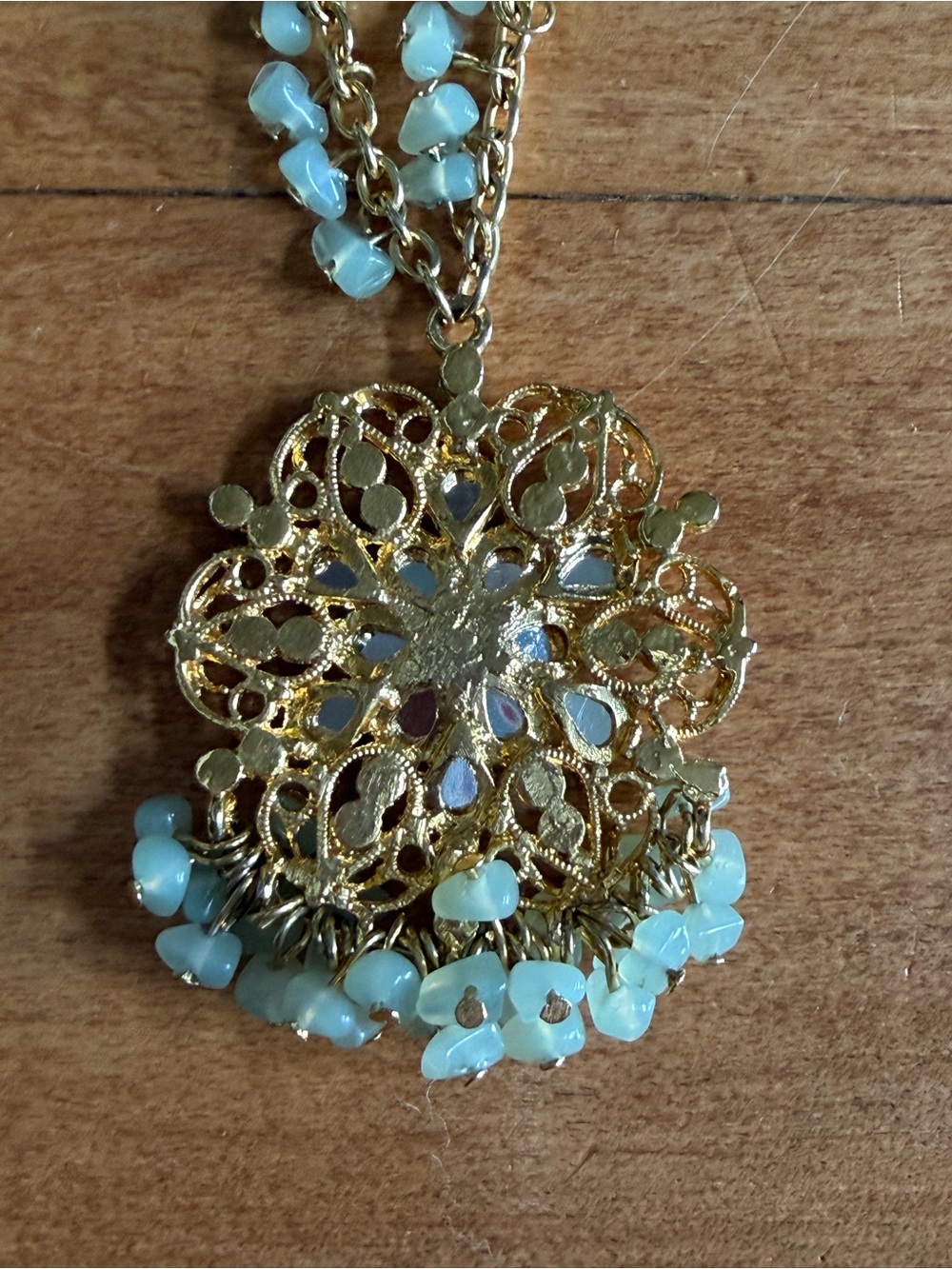 Bisou Bisou Gold-Tone Necklace with Aqua Floral Pendant - Picture 5 of 5
